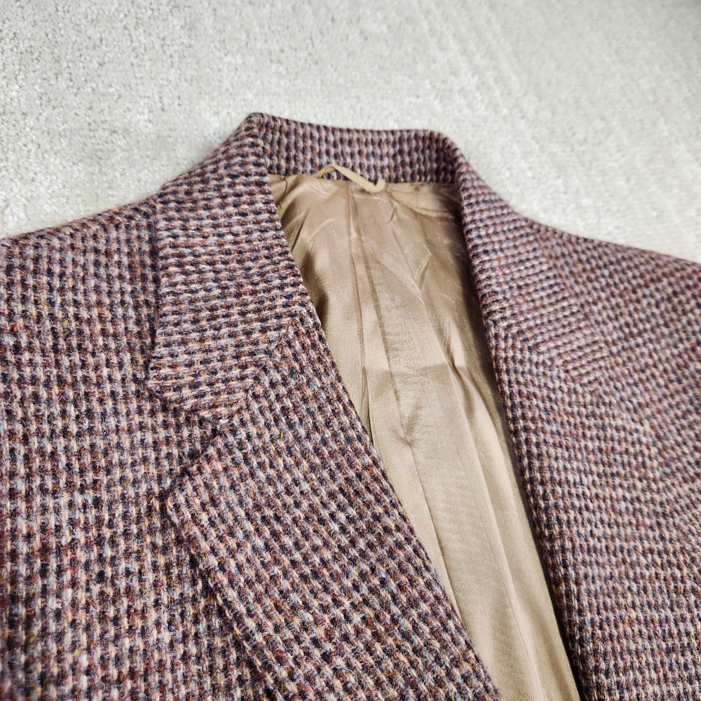 Vintage Harris Tweed Blazer Men 40 Leather Button Handwoven Wool Sport Coat USA